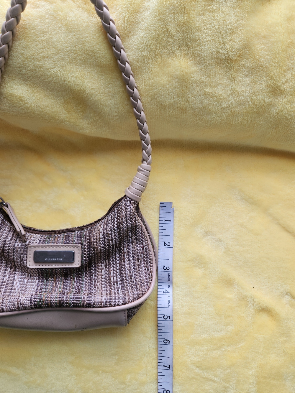 Liz Claiborne Beige Woven Mini Shoulder Bag with Braided Handle - Picture 9 of 10